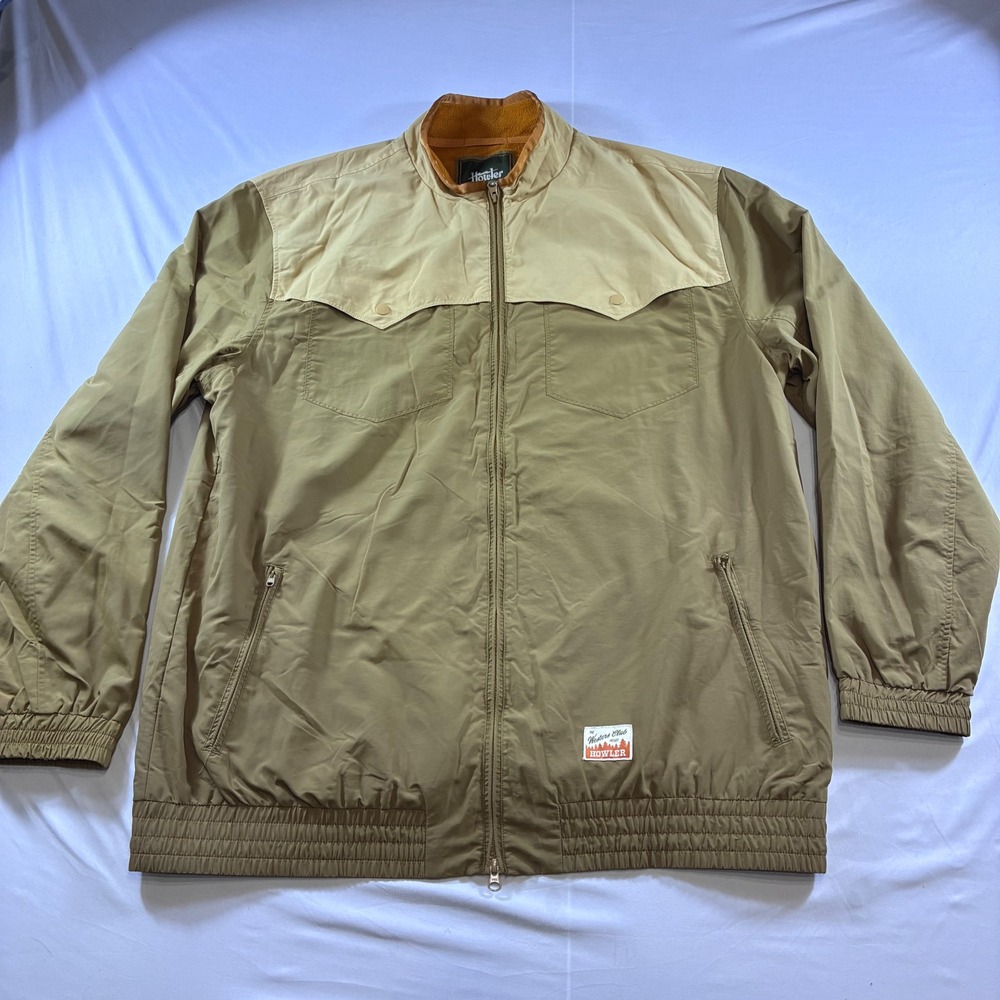 Howler Bros Mens Western Club Jacket XXL Tan Khaki Fleece Lined Full Zip Yoke